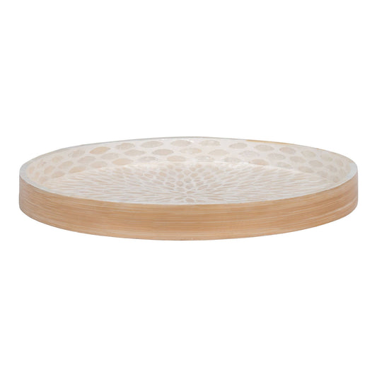 Tarjotin bambu ja capiz-simpukka, beige