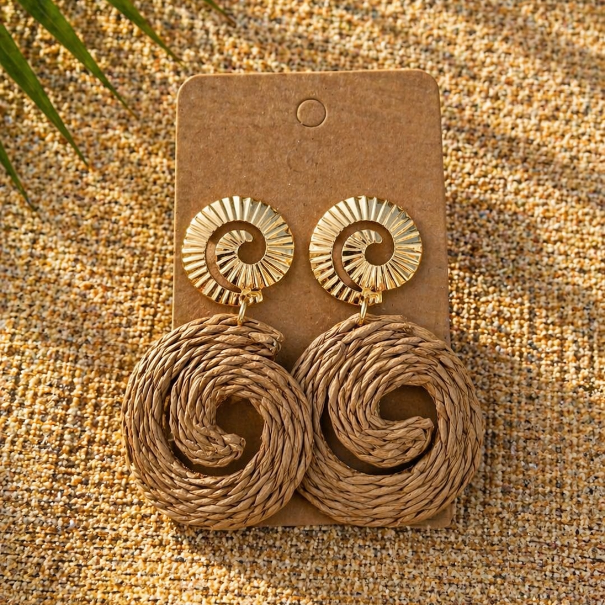 Raffia korvakorut, natural