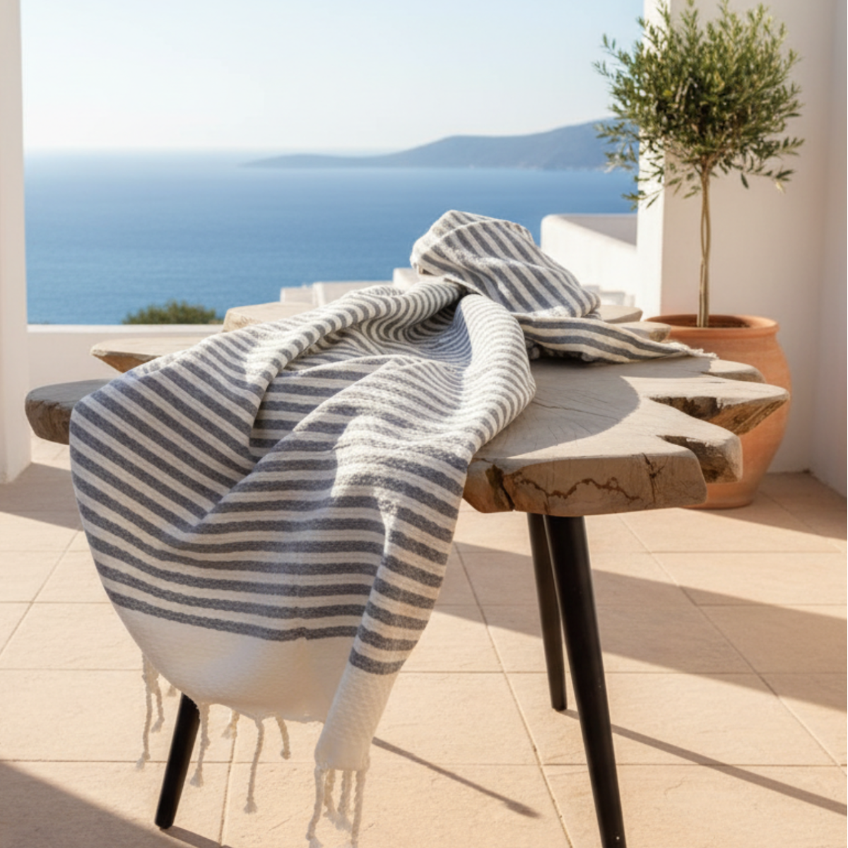 Hamam-pyyhe Atlántico, harmaa, 100% puuvillaa