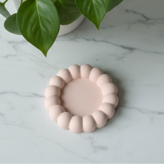Tarjotin, pieni pyöreä, beige