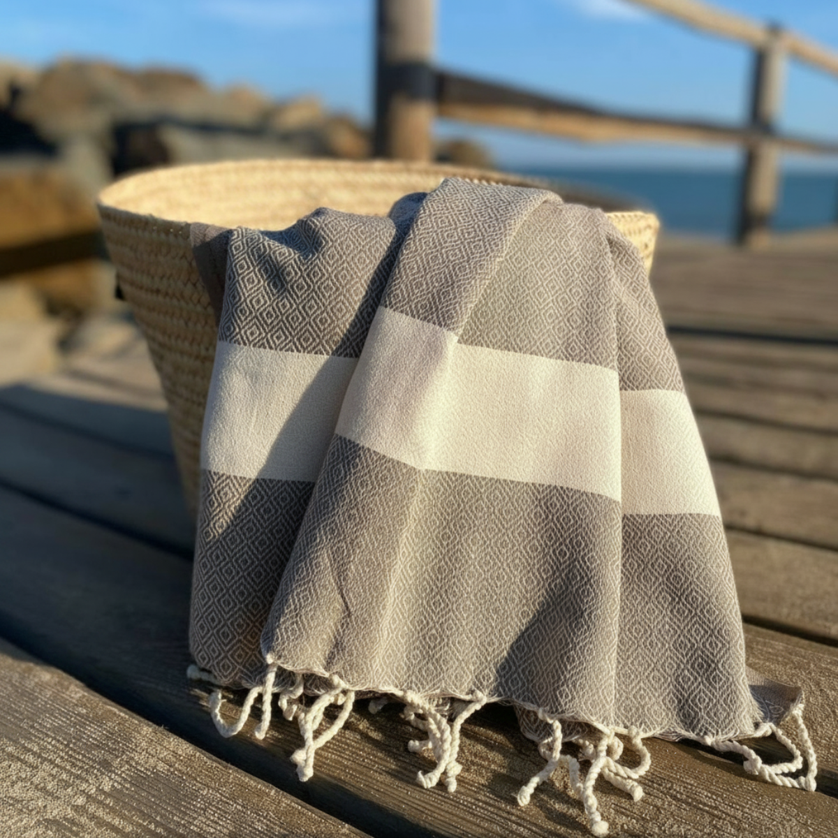 Hamam-pyyhe/peitto 100 % puuvillaa, beige