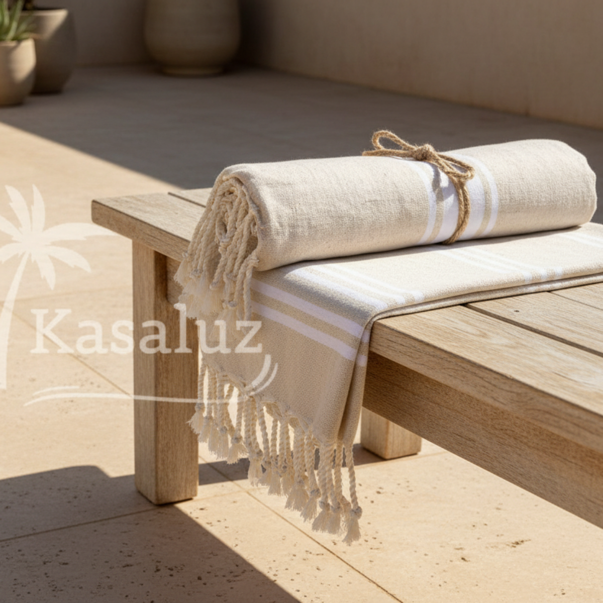 Hamam-pyyhe/peitto Auténtica, beige, 100% puuvillaa