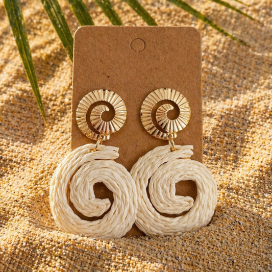 Raffia korvakorut, valkoinen