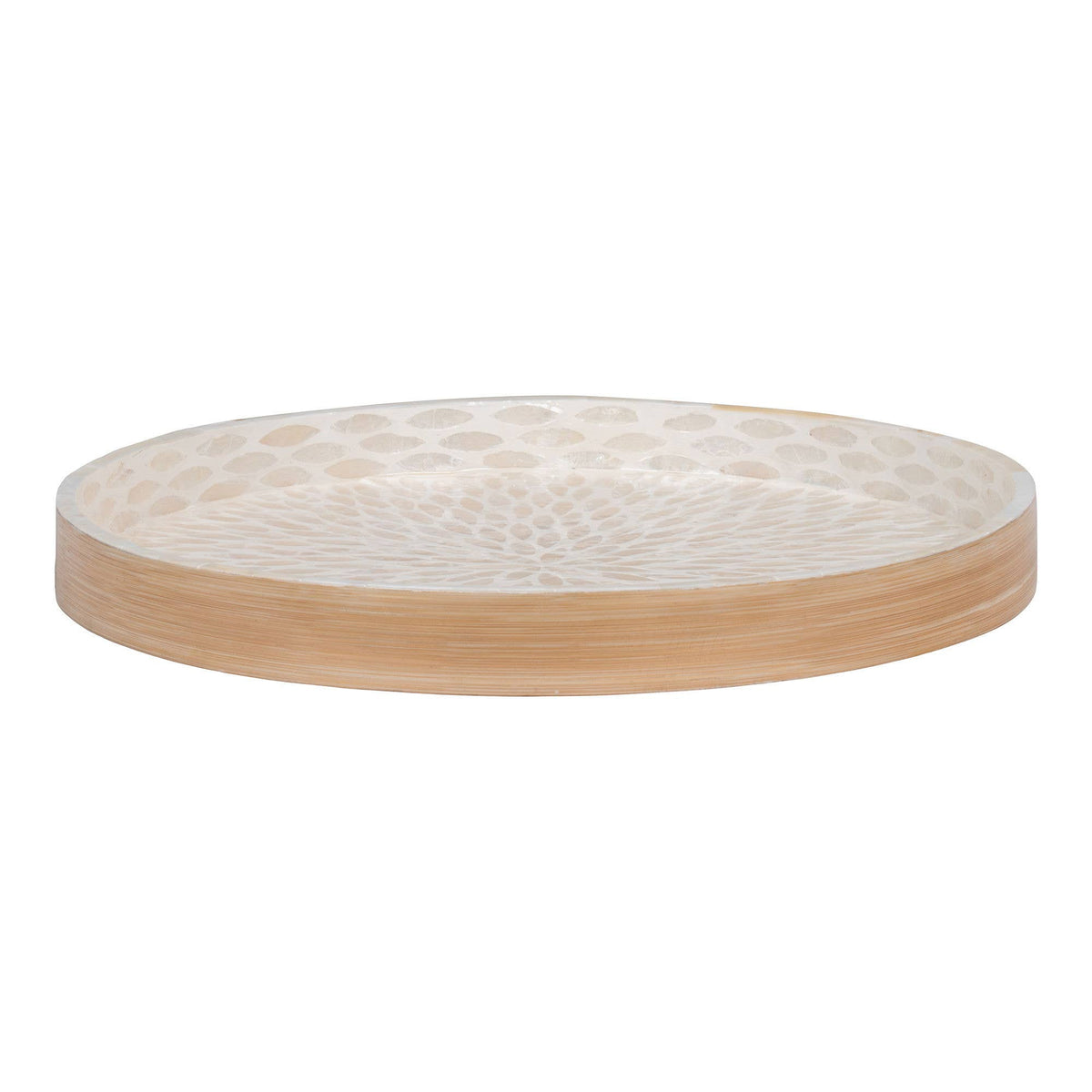 Tarjotin bambu ja capiz-simpukka, beige