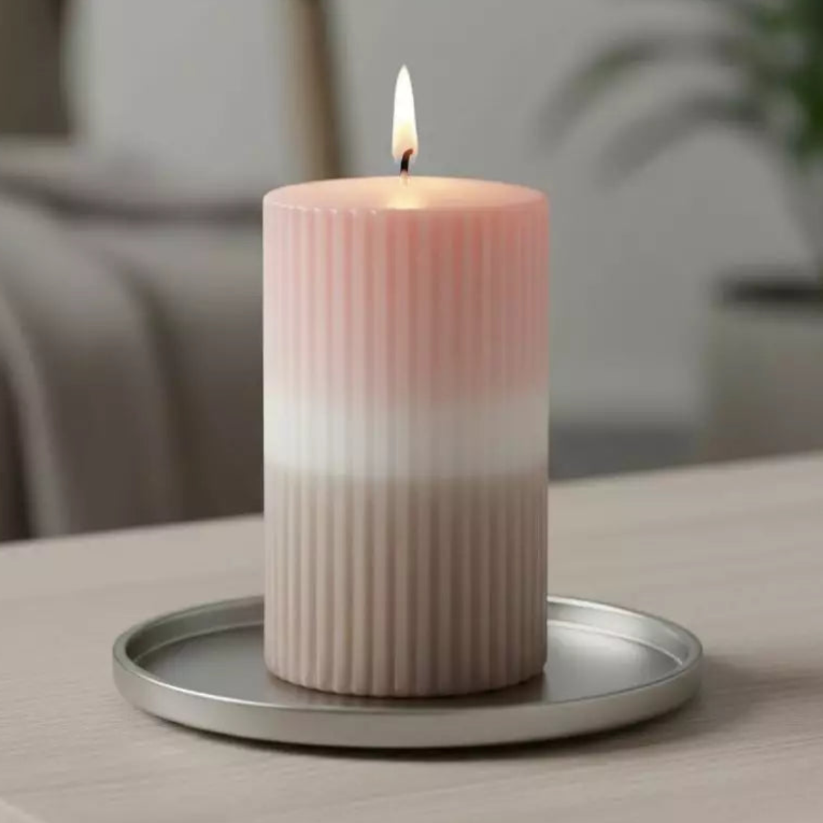 Dip dye vekkikynttilä, aprikoosi, puuteri
