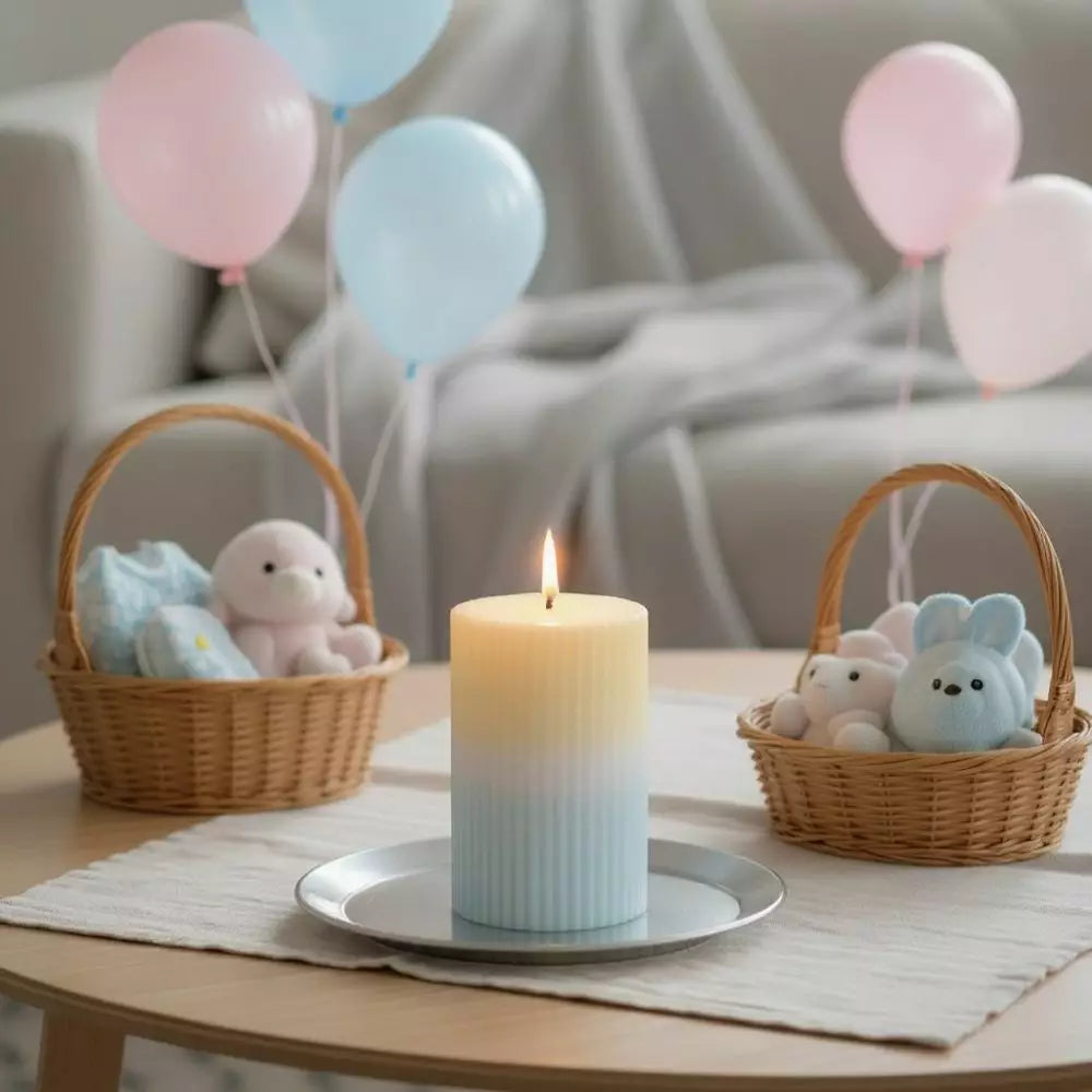Dip dye vekkikynttilä, vaaleankeltainen, vaaleansininen