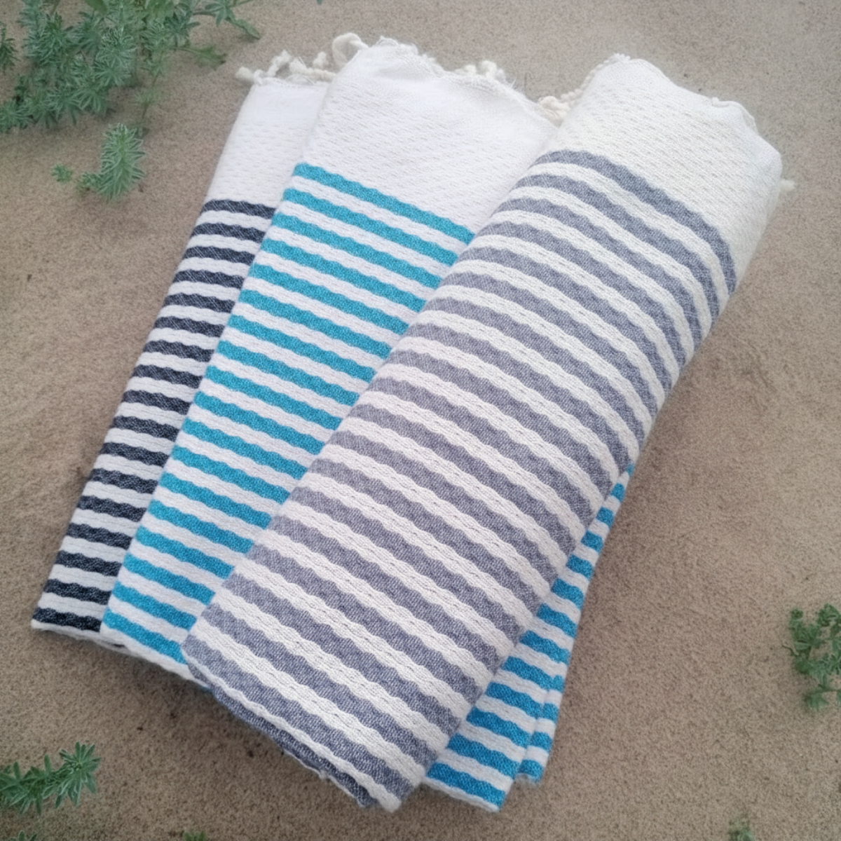 Hamam-pyyhe Atlántico, taivaansininen, 100% puuvillaa