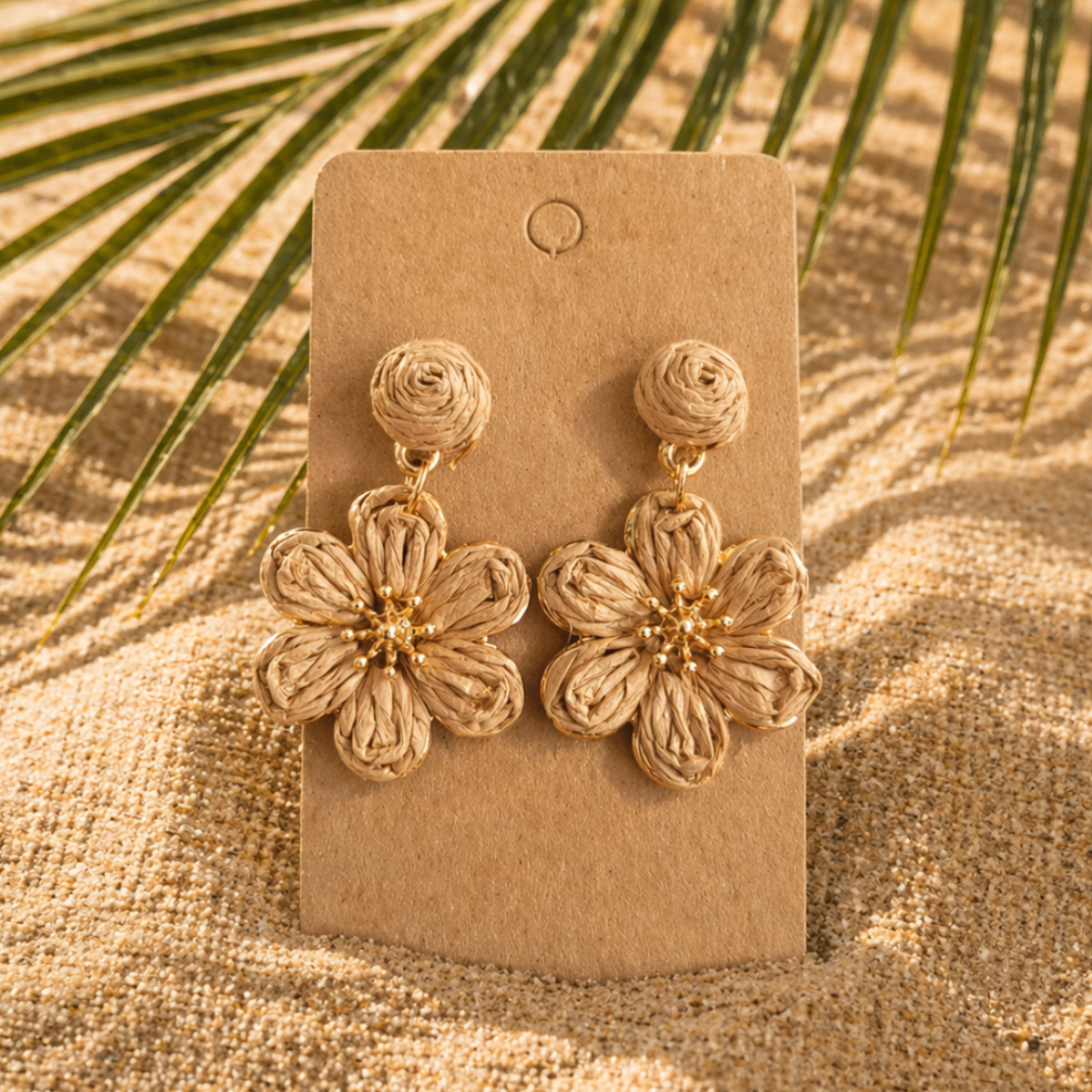 Raffia kukkakorvakorut