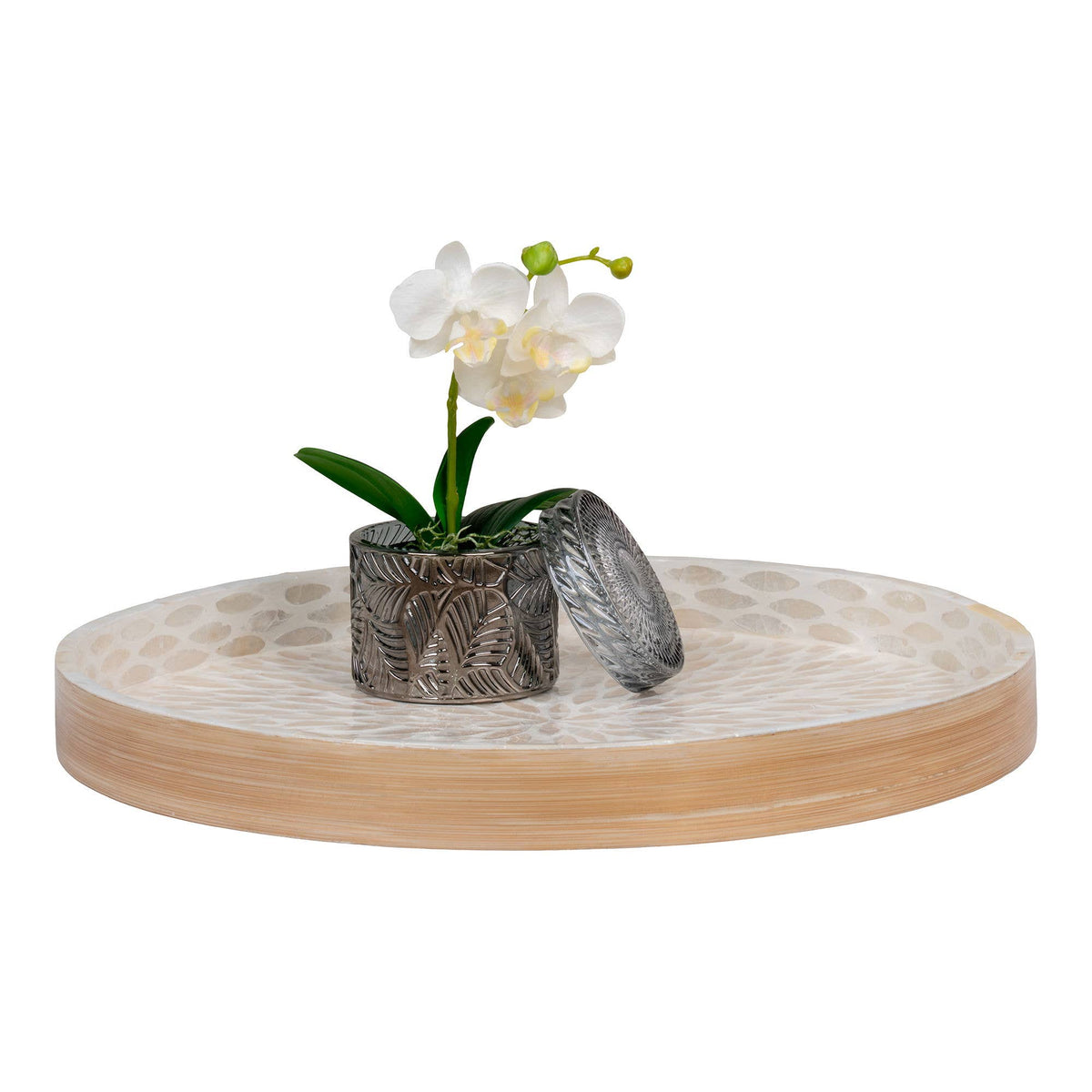 Tarjotin bambu ja capiz-simpukka, beige