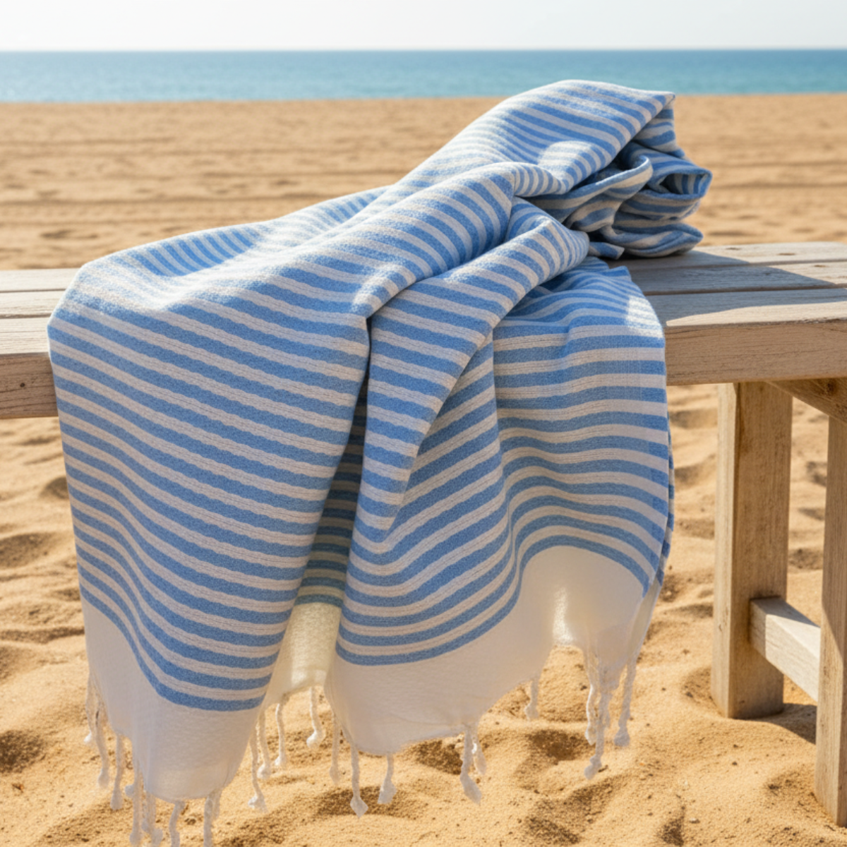 Hamam-pyyhe Atlántico, taivaansininen, 100% puuvillaa