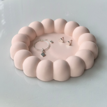 Tarjotin, pieni pyöreä, beige
